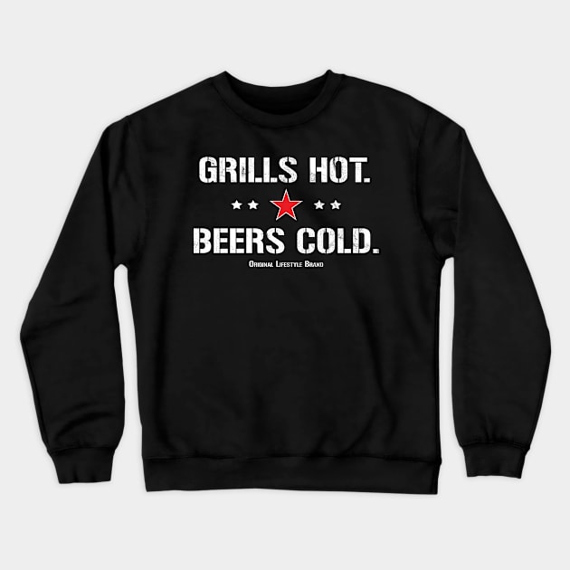 Grills Hot. Beers Cold. : Pit Master Lifestyle Crewneck Sweatshirt by FOOTBALL IS EVERYTHING